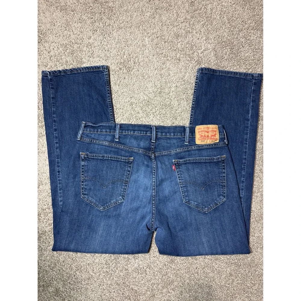 Levis 559 Relaxed Straight Jeans Mens 38X30 Blue Medium Wash Denim Pants